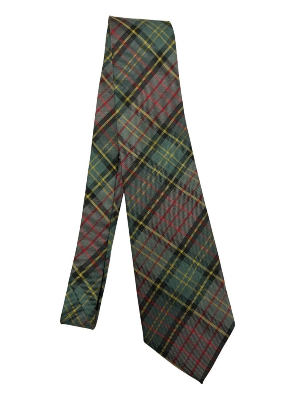 Banana Republic Green Plaid 100% Lambswool Necktie Made In USA